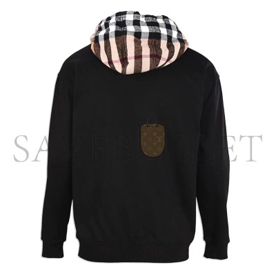 BURBERRY CHECK HOOD COTTON ZIP HOODIE 80558681